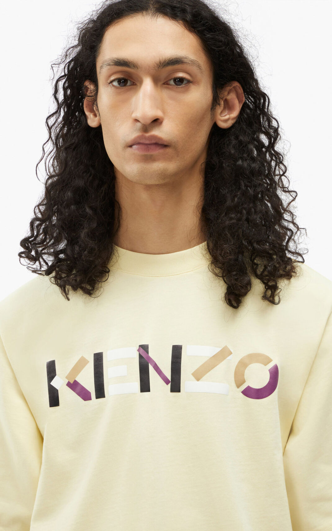 Camisetas Kenzo Multicoloured oversize Logo Hombre Creme YBE167920